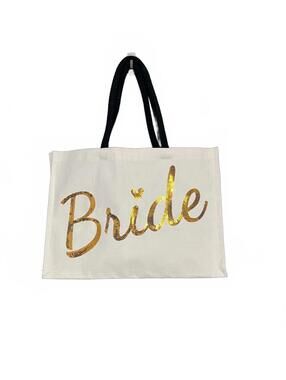 Bride Gold Sequin Canvas Off White Tote Boho Wedding Bachelorette Party Gift Bag